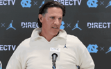 North Carolina defensive line coach Bob Diaco speaks to reporters on Thursday morning.